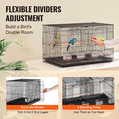Bird Flight Cage med Divider 18 i Small Metal Parakit Cage Black