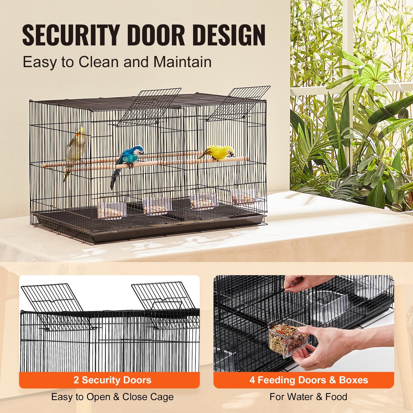 Bird Flight Cage med Divider 18 i Small Metal Parakit Cage Black