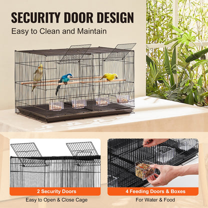 Bird Flight Cage med Divider 18 i Small Metal Parakit Cage Black