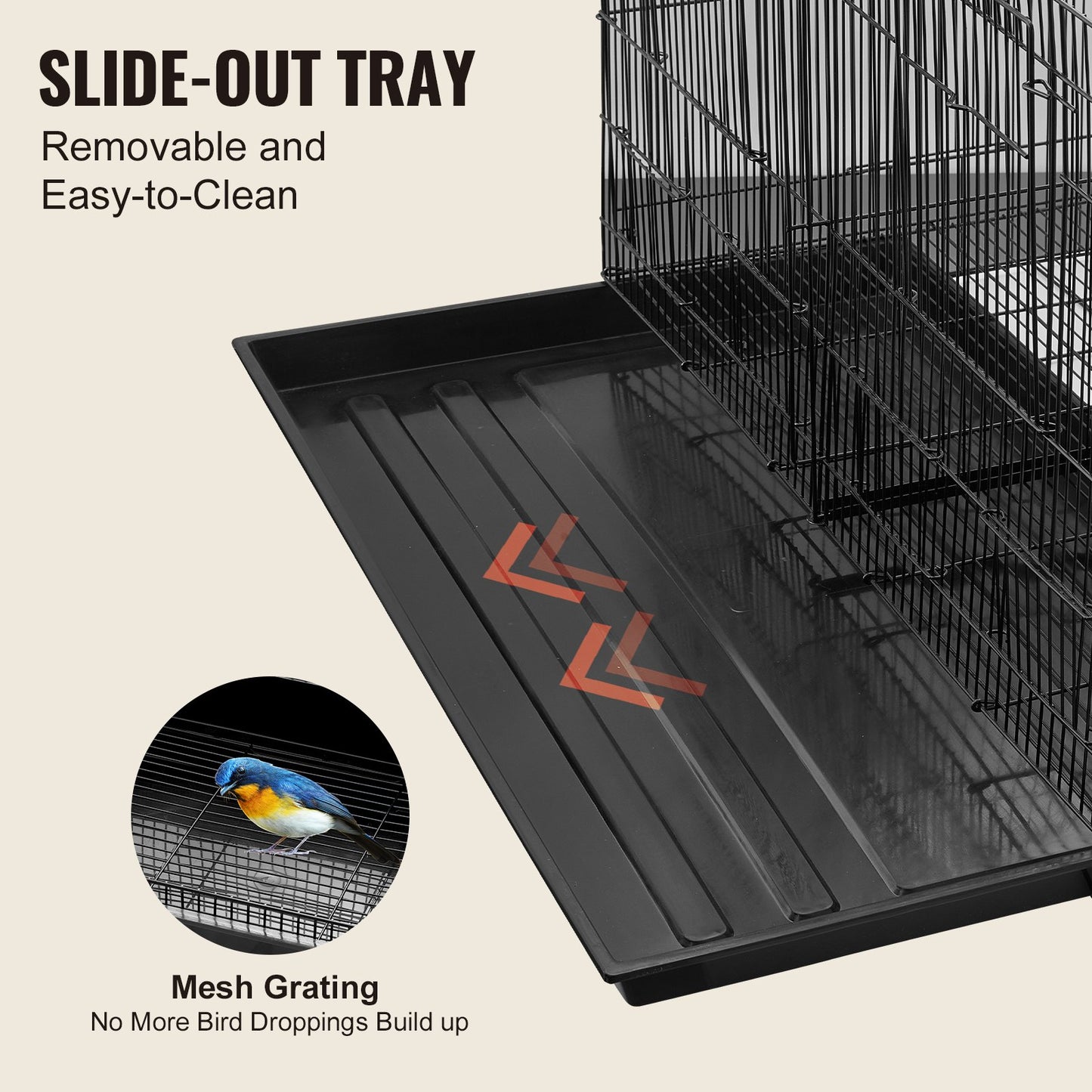 Bird Flight Cage med Divider 18 i Small Metal Parakit Cage Black