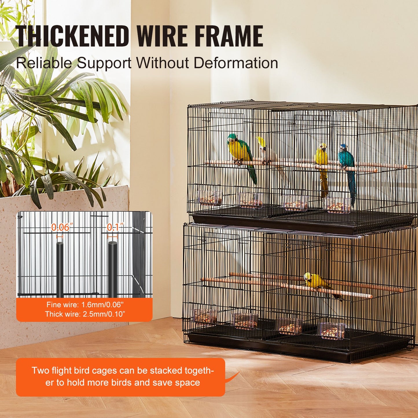 Bird Flight Cage med Divider 18 i Small Metal Parakit Cage Black