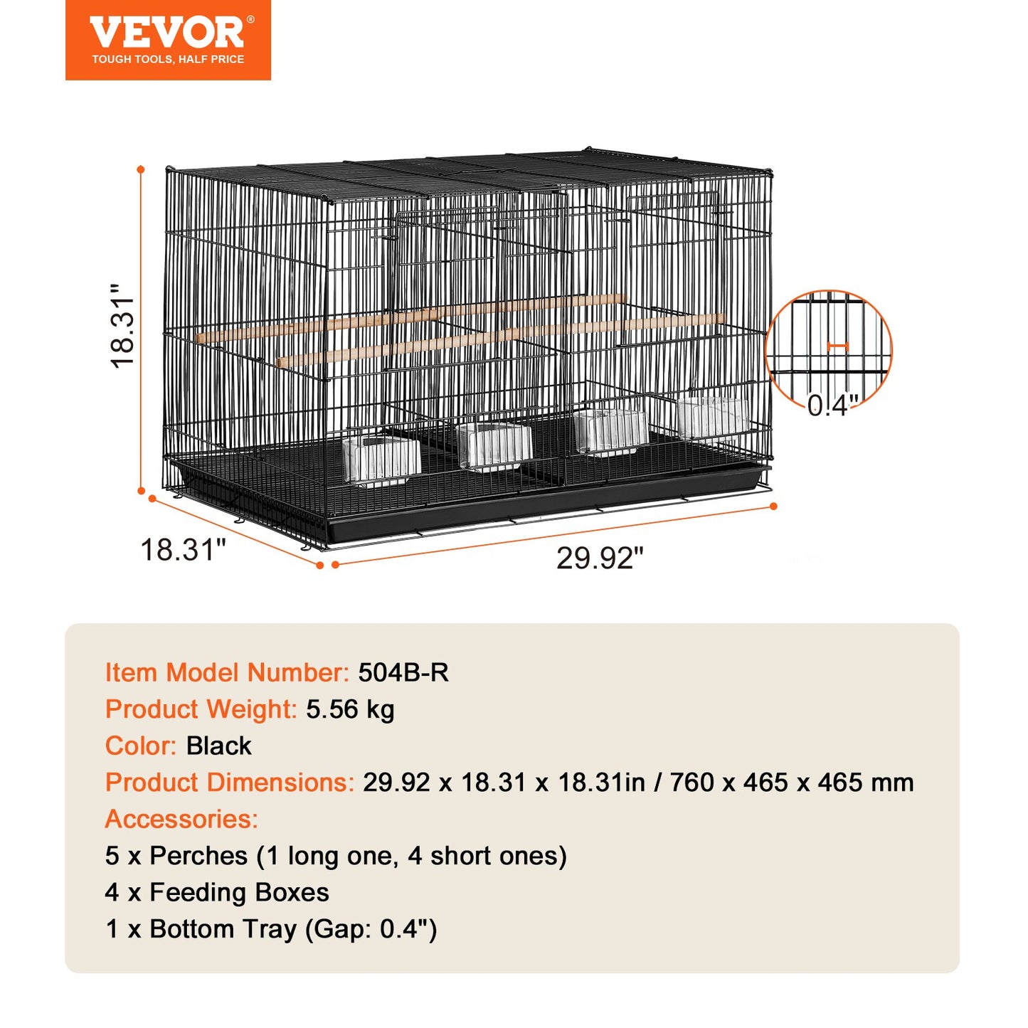 Bird Flight Cage med Divider 18 i Small Metal Parakit Cage Black