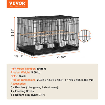 Bird Flight Cage med Divider 18 i Small Metal Parakit Cage Black