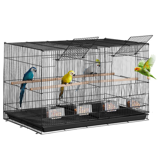 Bird Flight Cage with Divider 18 in Small Metal Parakeet Cage Black