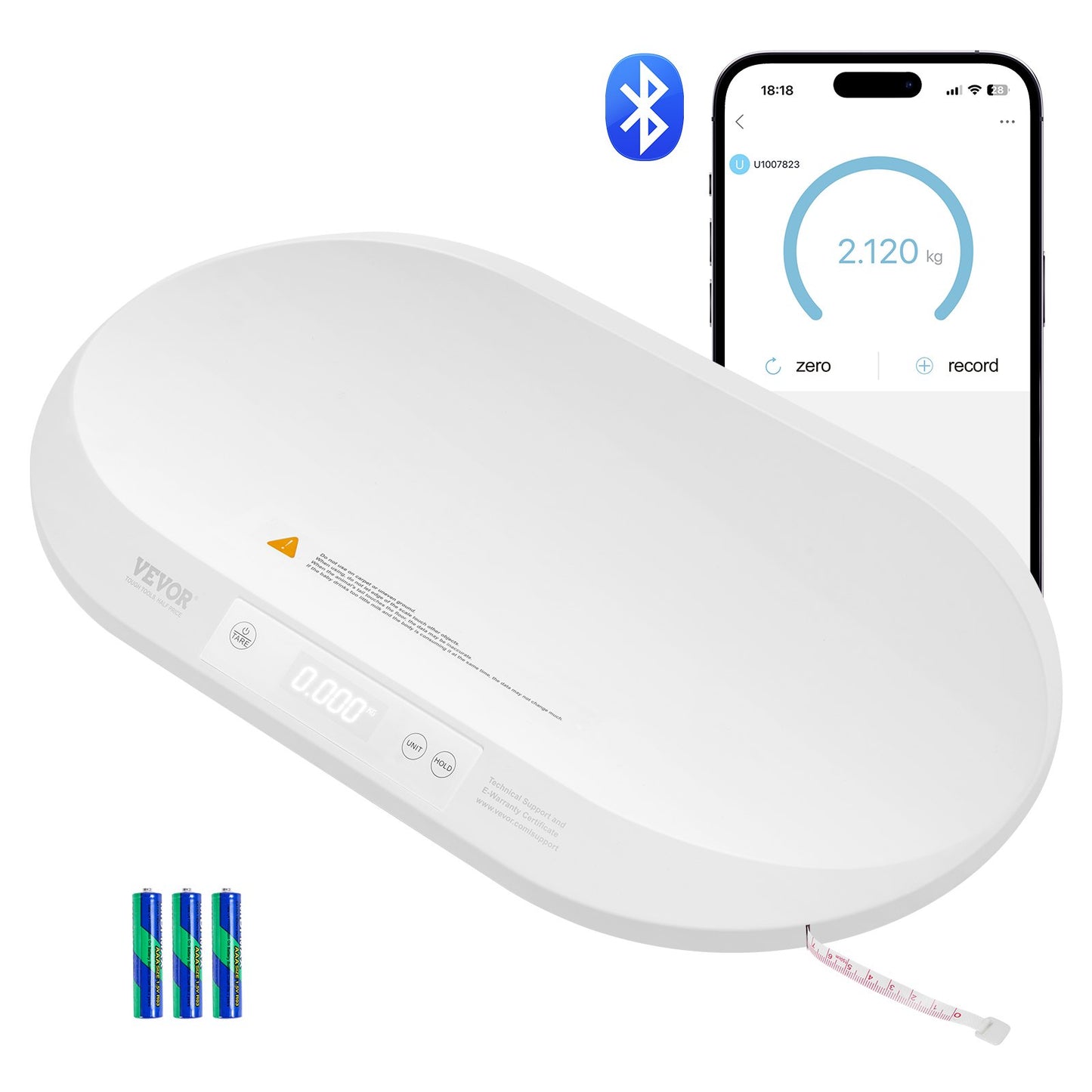 Baby Scale Smart Bluetooth Infant Digital Scale with Tape Measure 88LBS