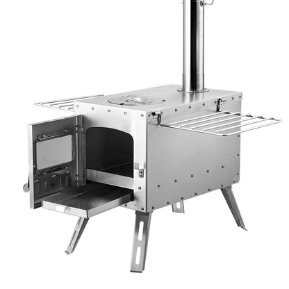 Wood Stove, 86 Inch, Stainless Steel Camping Tent Stove, Portable Wood Burning Stove with Chimney Pipe and Gloves, 3000in³Firebox Hot Tent Stove for Outdoor Cooking and Heating with 8 Pipes