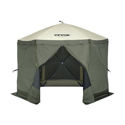 Pop Up Gazebo Tent Pop-Up Screen Tent 6-Sided Canopy Sun Shelter Green