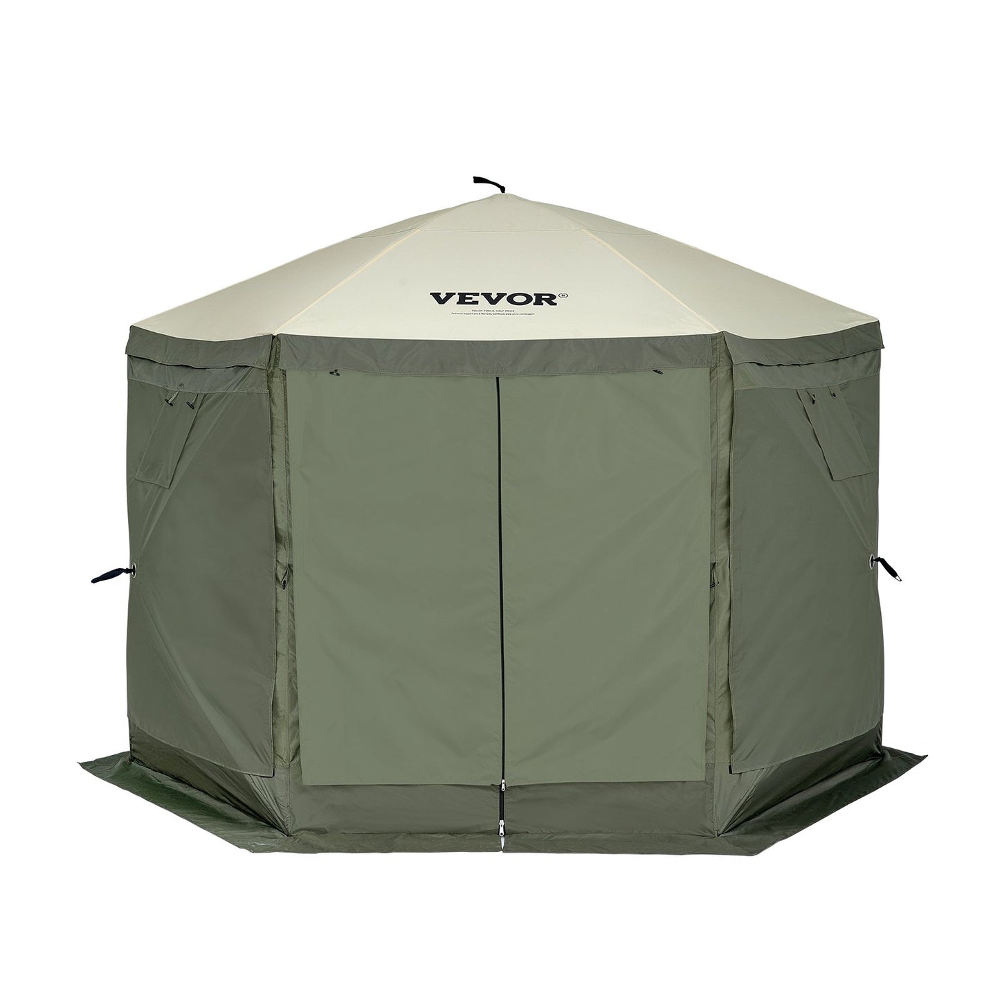Pop Up Gazebo Tent Pop-Up Screen Tent 6-Sided Canopy Sun Shelter Green