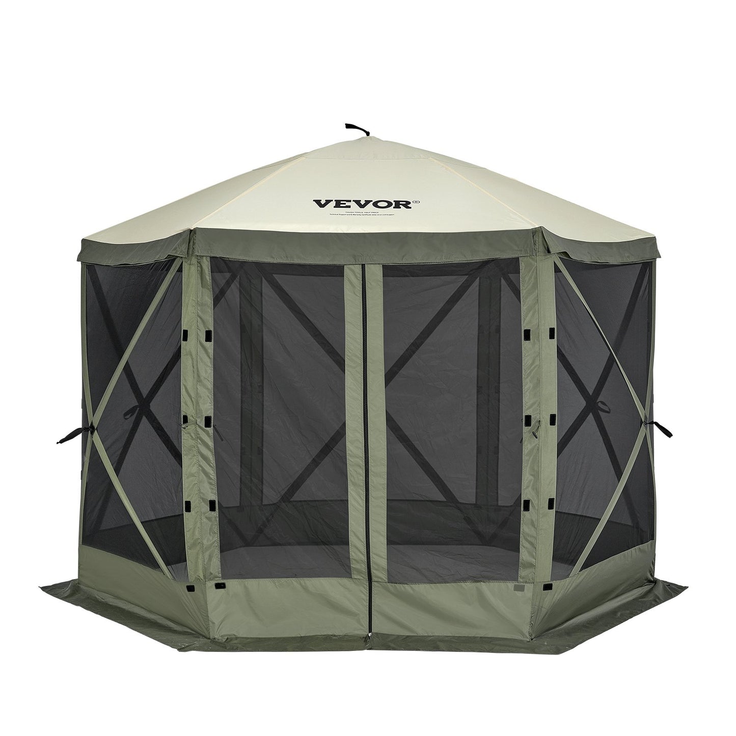 Pop Up Gazebo Tent Pop-Up Screen Tent 6-Sided Canopy Sun Shelter Green