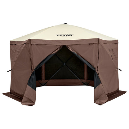Pop Up Gazebo Tält Pop-Up Screen Tält 6-sidigt skärmtak Sun Shelter Brun