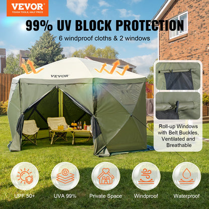 Pop Up Gazebo-tält Pop-Up Screen-tält 6-sidigt kapell Sun Shelter Grön
