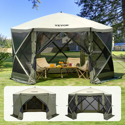 Pop Up Gazebo-tält Pop-Up Screen-tält 6-sidigt kapell Sun Shelter Grön