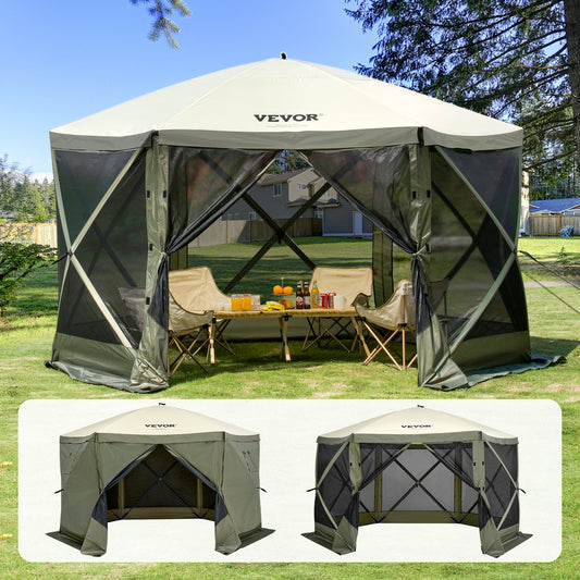 Pop Up Gazebo-tält Pop-Up Screen-tält 6-sidigt kapell Sun Shelter Grön
