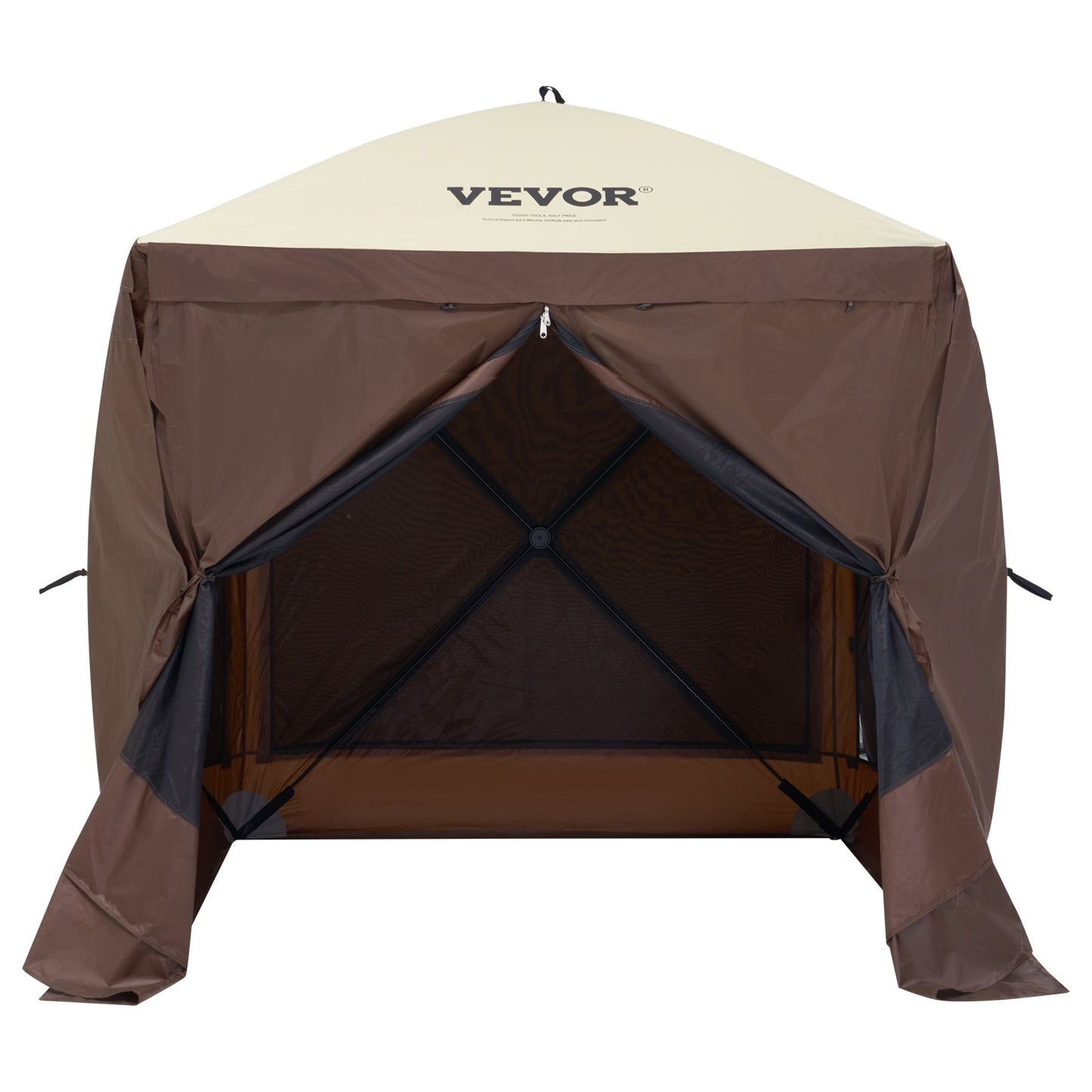 Pop Up Gazebo Tent Pop-Up Screen Tent 4-Sided Canopy Sun Shelter Brown