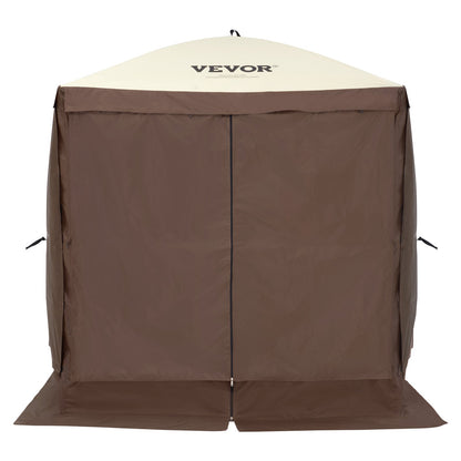 Pop Up Gazebo Tent Pop-Up Screen Tent 4-Sided Canopy Sun Shelter Brown