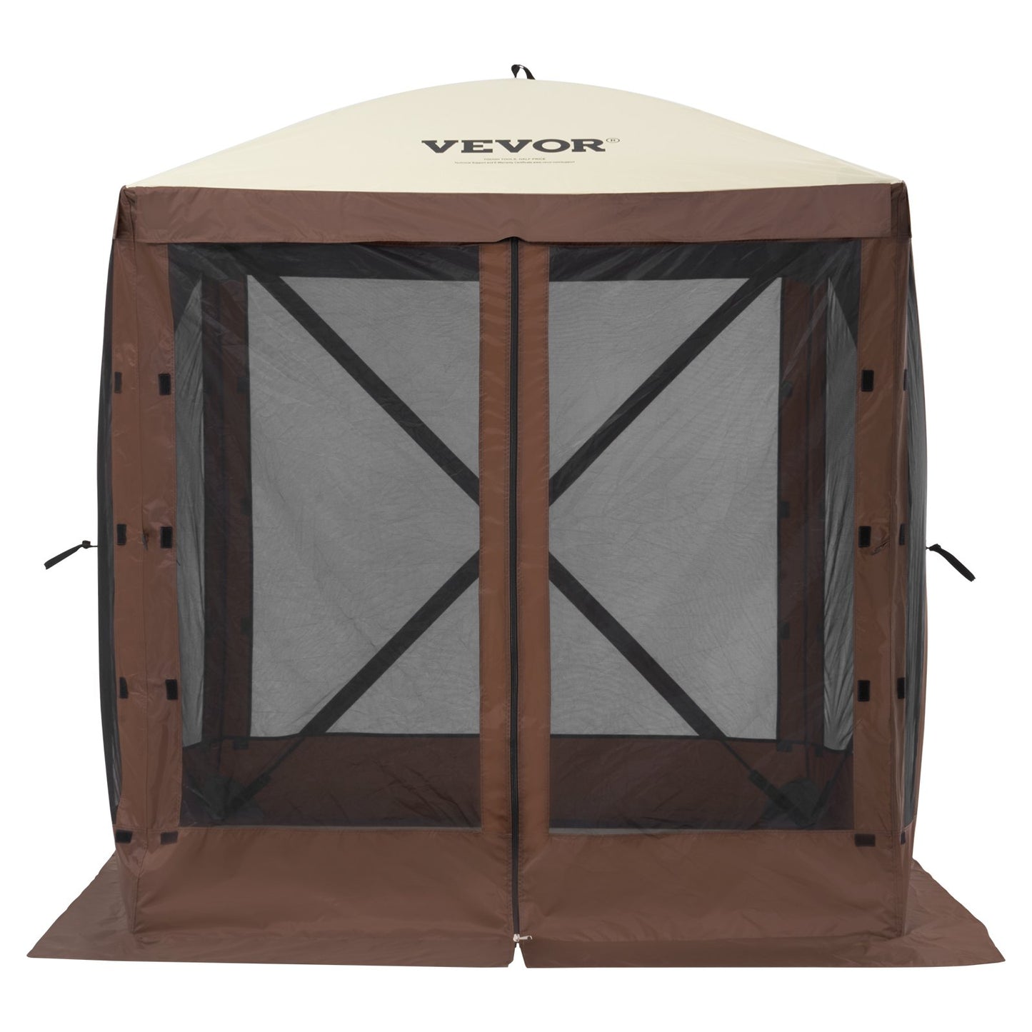 Pop Up Gazebo Tent Pop-Up Screen Tent 4-Sided Canopy Sun Shelter Brown
