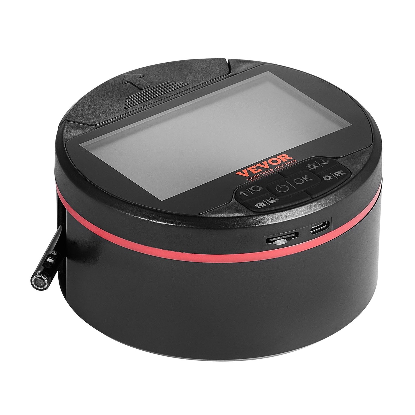 Borescope endoskopkamera med tre linser med 4,3" IPS-skärm 8 + 2 lampor
