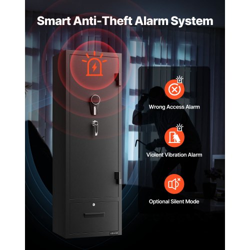 4 vapenskåp, långt vapenskåp för gevär och pistoler, snabbtillgängligt brandsäkert gevärskåp med 2 ammunitionsfack, 2 pistolfickor och 2 justerbara ställ, stort digitalt skåp med nyckel- och lösenordslås |  EU