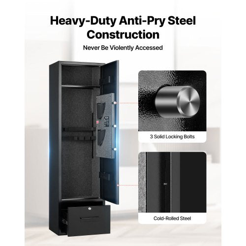 4 vapenskåp, långt vapenskåp för gevär och pistoler, snabbtillgängligt brandsäkert gevärskåp med 2 ammunitionsfack, 2 pistolfickor och 2 justerbara ställ, stort digitalt skåp med nyckel- och lösenordslås |  EU