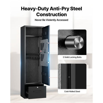 4 vapenskåp, långt vapenskåp för gevär och pistoler, snabbtillgängligt brandsäkert gevärskåp med 2 ammunitionsfack, 2 pistolfickor och 2 justerbara ställ, stort digitalt skåp med nyckel- och lösenordslås |  EU