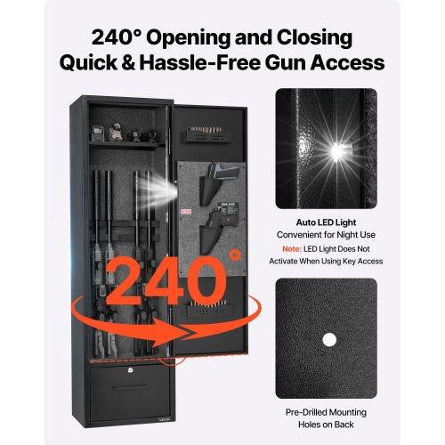 4 vapenskåp, långt vapenskåp för gevär och pistoler, snabbtillgängligt brandsäkert gevärskåp med 2 ammunitionsfack, 2 pistolfickor och 2 justerbara ställ, stort digitalt skåp med nyckel- och lösenordslås |  EU