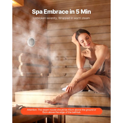 ånggenerator, 7,5 kW ångduschsystem med styrenhet för hemmabastu, spa, kommersiellt automatiskt dräneringspaket med överhettnings-, torrkörnings- och övertrycksskydd, effektiv från 10 minuter till 24 timmar, svart |  EU