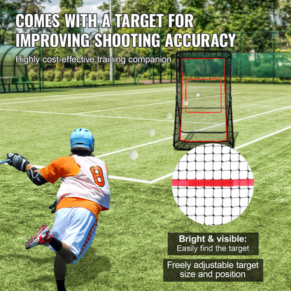 Lacrosse Rebounder för bakgård, 4x7 Ft Volleyboll Bounce Back Net, Pitchback Throwback Baseball Softball Retur träningsskärm, Justerbar vinkel Skjutövning Träningsvägg med mål
