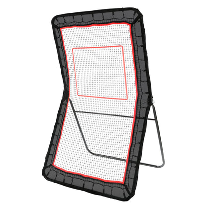Lacrosse Rebounder för bakgård, 4x7 Ft Volleyboll Bounce Back Net, Pitchback Throwback Baseball Softball Retur träningsskärm, Justerbar vinkel Skjutövning Träningsvägg med mål