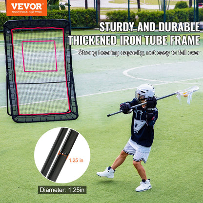 Lacrosse Rebounder for Backyard, 5x7 Ft Volleyball Bounce Back Net, Pitchback Throwback Baseball Softball Return Training Screen, Adjustable Angle Shooting Practice Training Wall with Goal