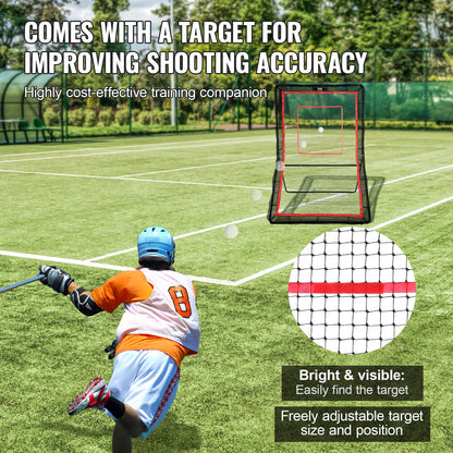 Lacrosse Rebounder for Backyard, 5x7 Ft Volleyball Bounce Back Net, Pitchback Throwback Baseball Softball Return Training Screen, Adjustable Angle Shooting Practice Training Wall with Goal