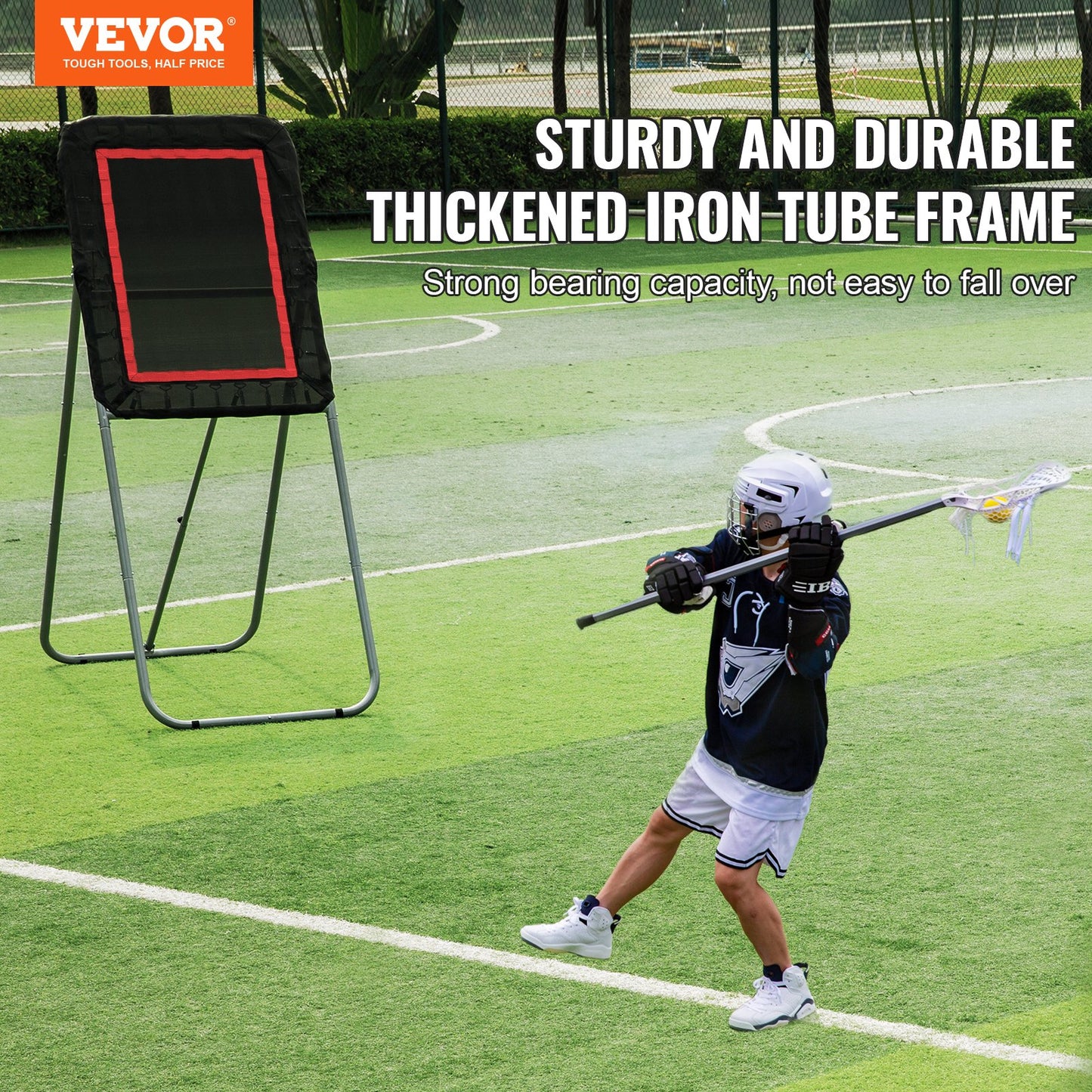Folding Lacrosse Rebounder for Backyard, 3x4 Ft Volleyball Bounce Back Net, Pitchback Throwback Baseball Softball Return Training Screen, Adjustable Angle Shooting Practice Training Wall, Black