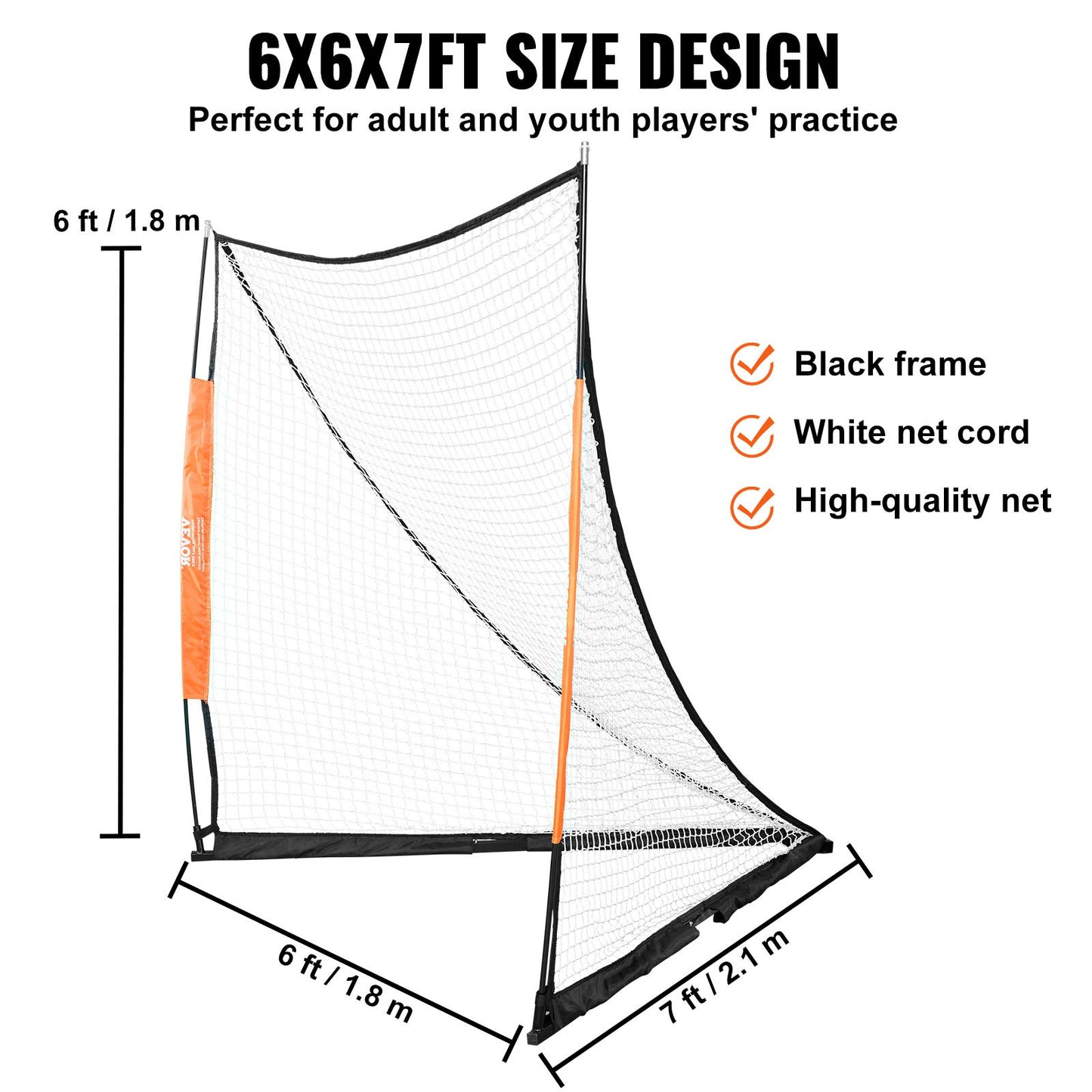 Lacrosse Goal, 6' x 6' Lacrosse Net, Portabelt Lacrosse Goal med bärväska, Fiberglass Rod Backyard Lacrosse Training Equipment, Easy Setup Collegiate Goal, Perfekt för ungdomsträning
