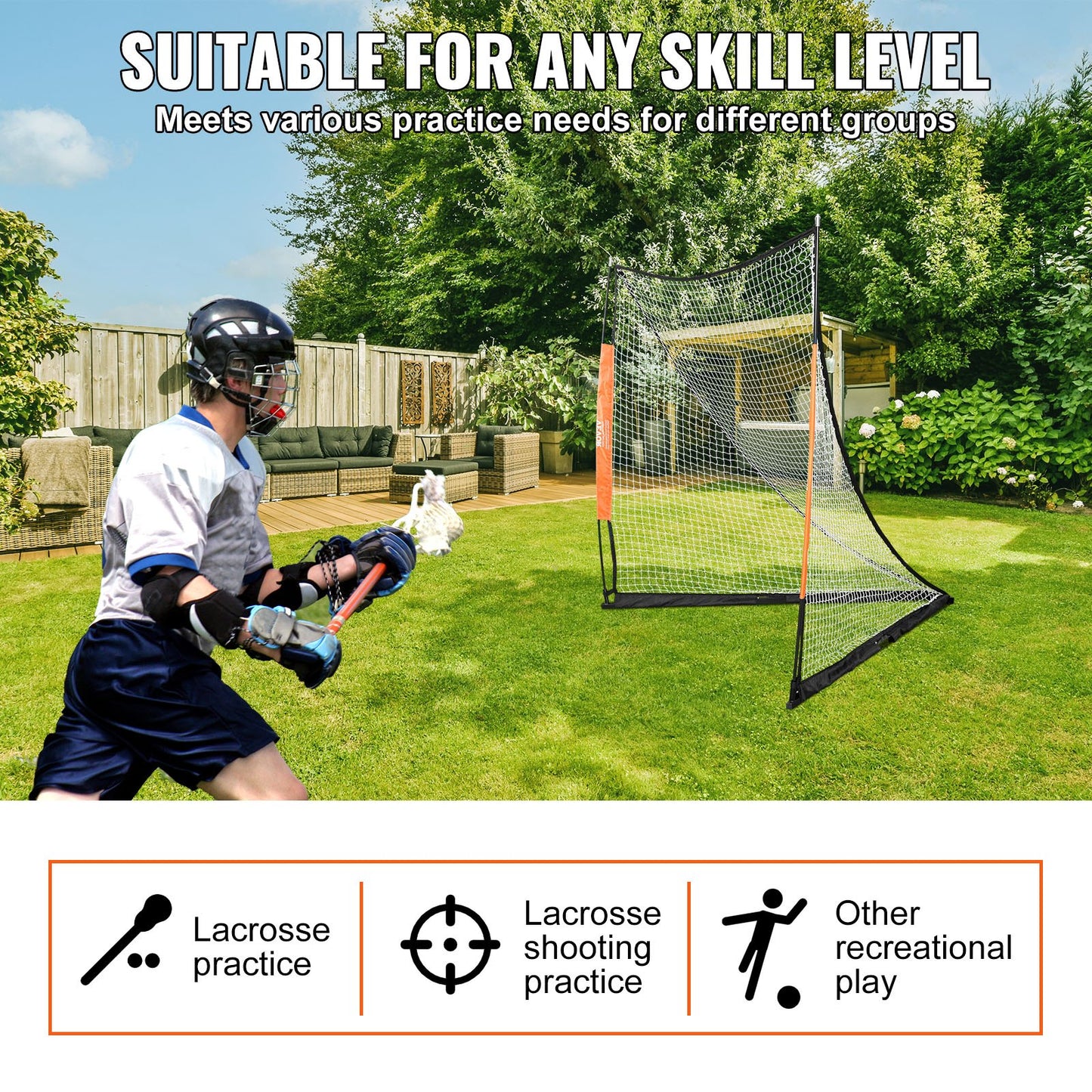 Lacrosse Goal, 6' x 6' Lacrosse Net, Portabelt Lacrosse Goal med bärväska, Fiberglass Rod Backyard Lacrosse Training Equipment, Easy Setup Collegiate Goal, Perfekt för ungdomsträning