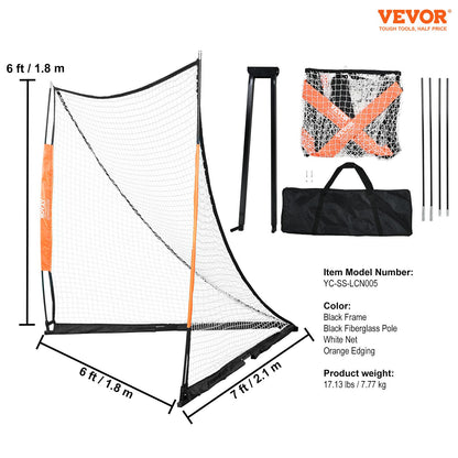 Lacrosse Goal, 6' x 6' Lacrosse Net, Portabelt Lacrosse Goal med bärväska, Fiberglass Rod Backyard Lacrosse Training Equipment, Easy Setup Collegiate Goal, Perfekt för ungdomsträning