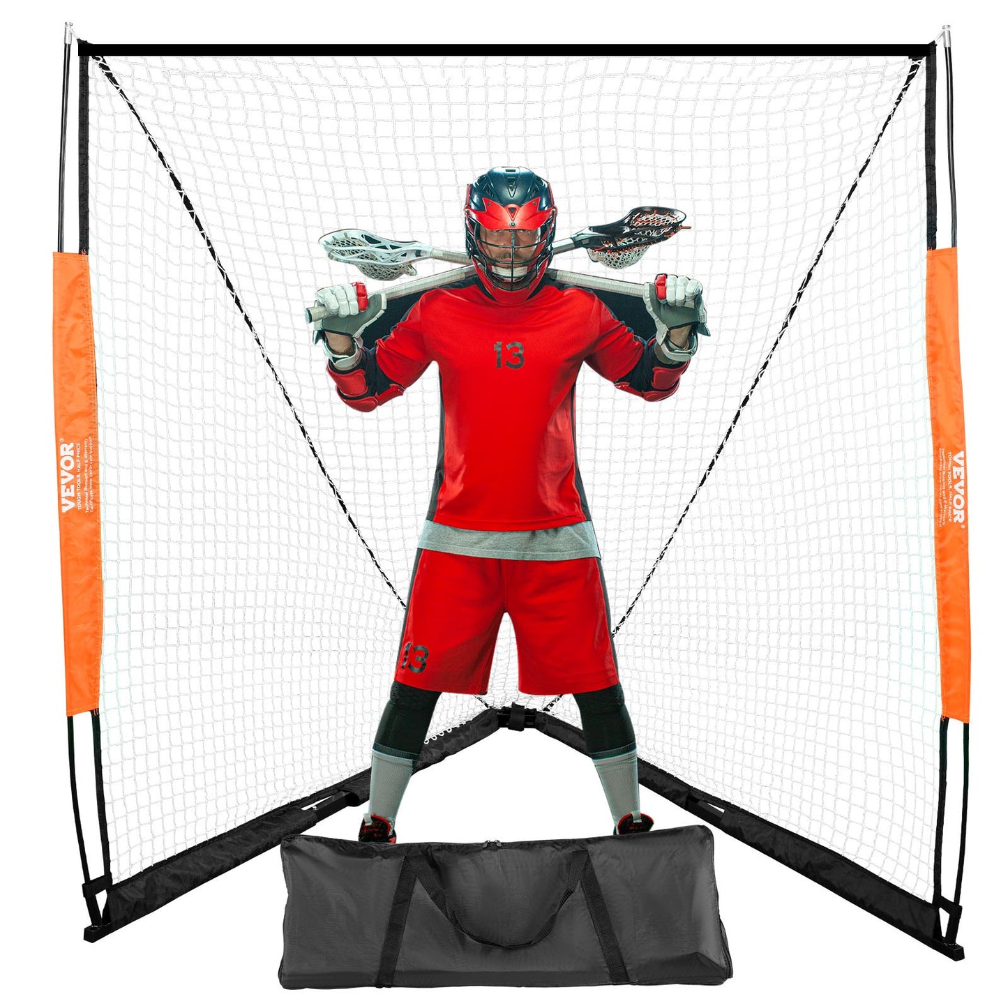 Lacrosse Goal, 6' x 6' Lacrosse Net, Portabelt Lacrosse Goal med bärväska, Fiberglass Rod Backyard Lacrosse Training Equipment, Easy Setup Collegiate Goal, Perfekt för ungdomsträning