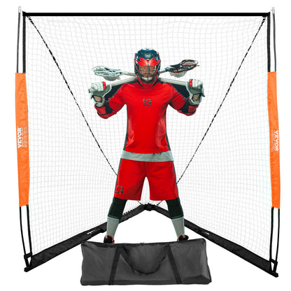 Lacrosse Goal, 6' x 6' Lacrosse Net, Portabelt Lacrosse Goal med bärväska, Fiberglass Rod Backyard Lacrosse Training Equipment, Easy Setup Collegiate Goal, Perfekt för ungdomsträning