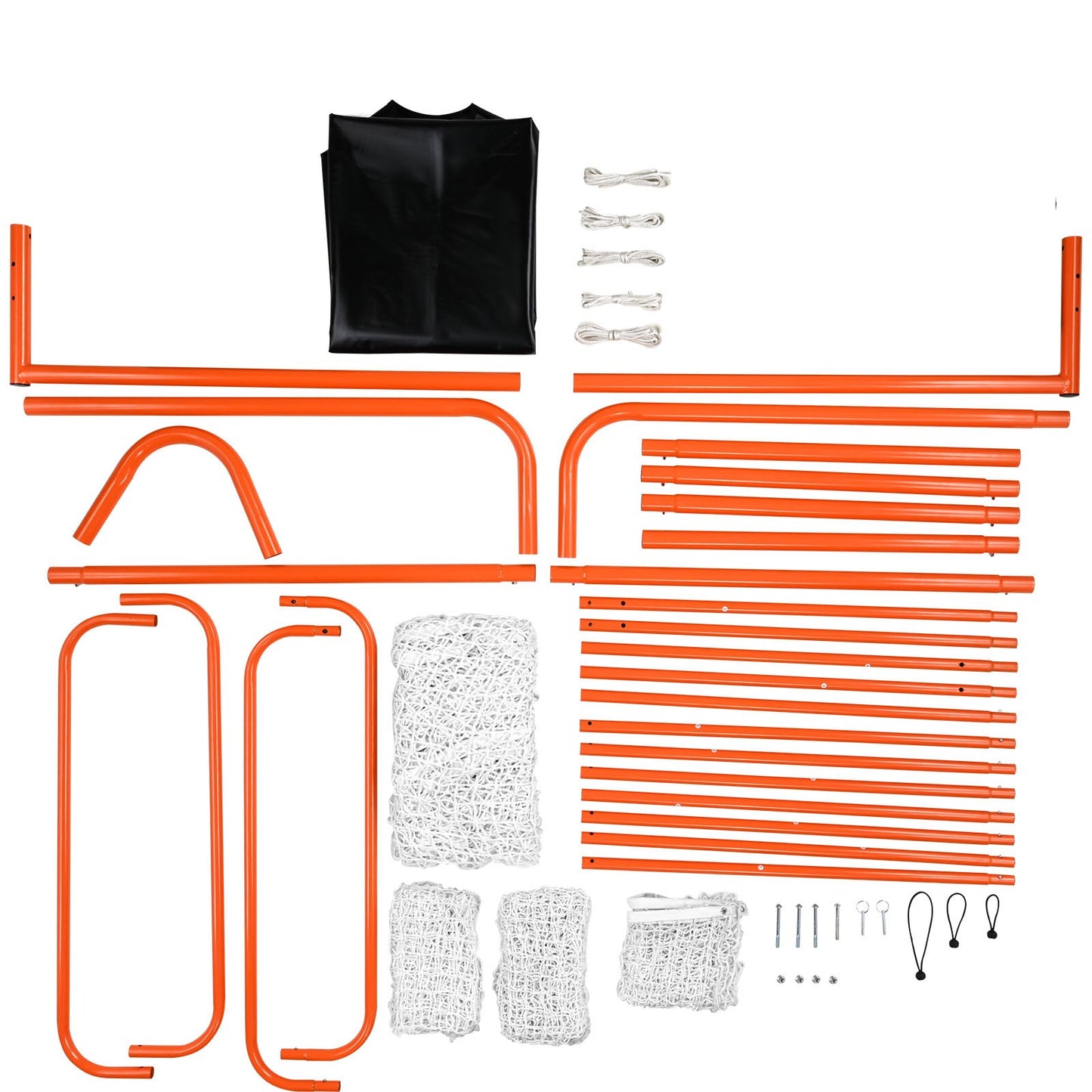 3-IN-1 Lacrosse-mål med ryggstopp och mål, 12' x 9'' Lacrosse-nät, Steel Frame Backyard Lacrosse Rebounder-utrustning, Snabb och enkel installation träningsnät, perfekt för ungdomsträning, orange