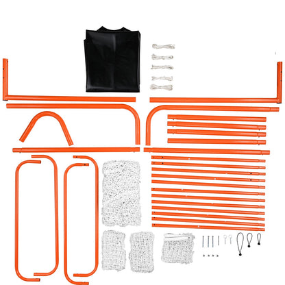 3-IN-1 Lacrosse-mål med ryggstopp och mål, 12' x 9'' Lacrosse-nät, Steel Frame Backyard Lacrosse Rebounder-utrustning, Snabb och enkel installation träningsnät, perfekt för ungdomsträning, orange