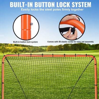 Lacrosse Goal, 6' x 6' Lacrosse Net, Folding Portable Backyard Lacrosse Training Equipment, Steel Frame Training Net, Snabb och enkel installation Lacrosse Goal, Perfekt för ungdomsträning för vuxna, Orange