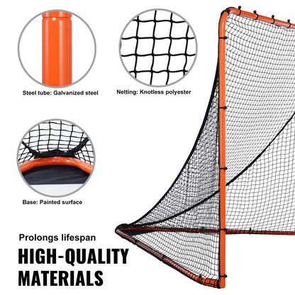 Lacrosse Goal, 6' x 6' Lacrosse Net, Folding Portable Backyard Lacrosse Training Equipment, Steel Frame Training Net, Snabb och enkel installation Lacrosse Goal, Perfekt för ungdomsträning för vuxna, Orange