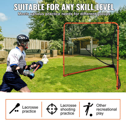 Lacrosse Goal, 6' x 6' Lacrosse Net, Folding Portable Backyard Lacrosse Training Equipment, Steel Frame Training Net, Snabb och enkel installation Lacrosse Goal, Perfekt för ungdomsträning för vuxna, Orange