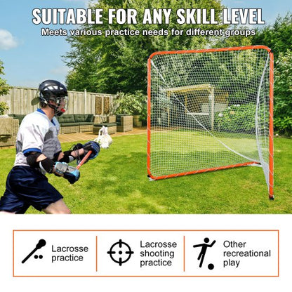 Lacrosse-Tor, 6' x 6' Lacrosse-Netz, Stahlrahmen-Lacrosse-Trainingsgerät für den Garten, tragbares Lacrosse-Tor mit Tragetasche, schneller und einfacher Aufbau, perfekt für das Jugendtraining, Orange | EU