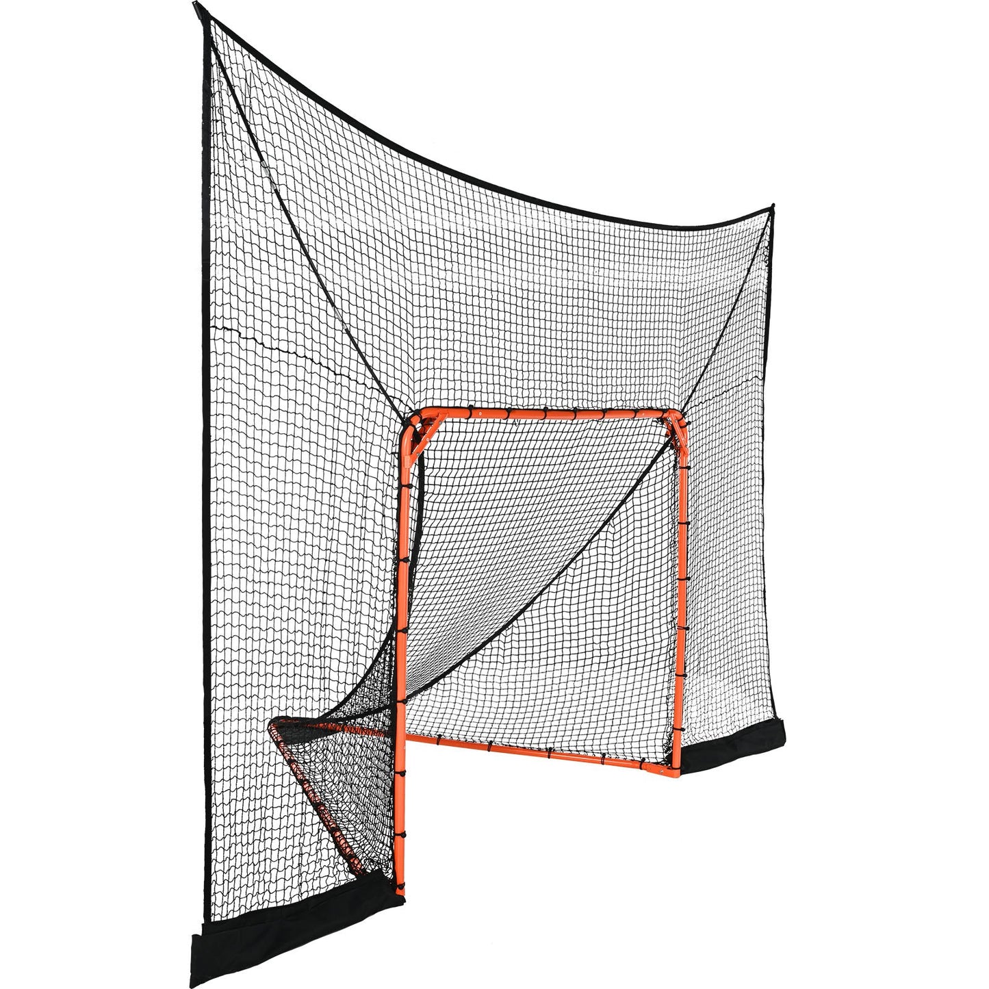 Hockey och Lacrosse Goal Backstop med utökad täckning, 12' x 9' Lacrosse-nät, kompletta tillbehör träningsnät, Snabb enkel installation av bakgård Lacrosse-utrustning, perfekt för ungdomsträning