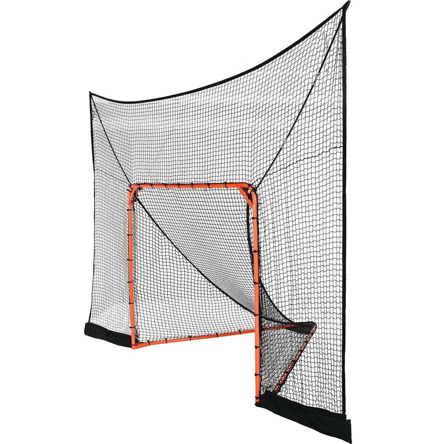 Hockey och Lacrosse Goal Backstop med utökad täckning, 12' x 9' Lacrosse-nät, kompletta tillbehör träningsnät, Snabb enkel installation av bakgård Lacrosse-utrustning, perfekt för ungdomsträning