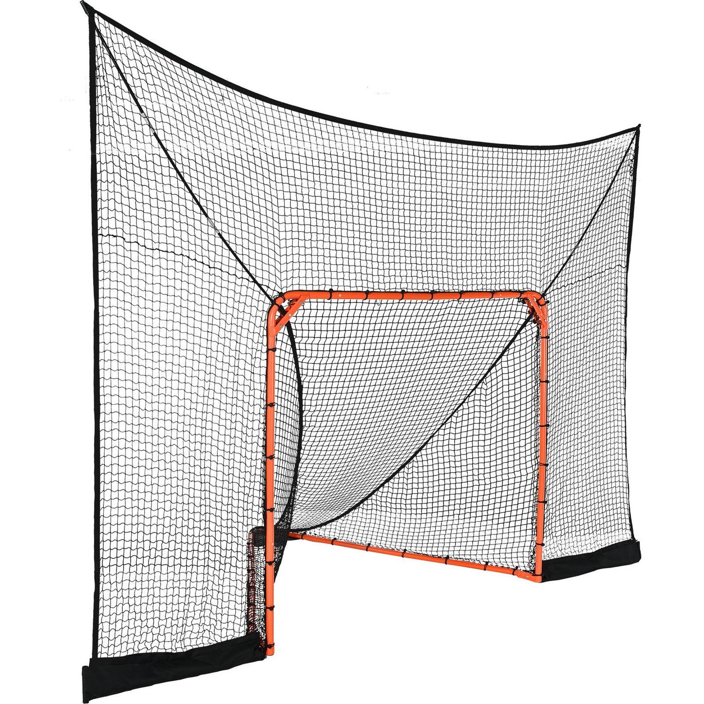Hockey och Lacrosse Goal Backstop med utökad täckning, 12' x 9' Lacrosse-nät, kompletta tillbehör träningsnät, Snabb enkel installation av bakgård Lacrosse-utrustning, perfekt för ungdomsträning