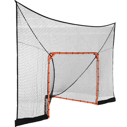 Hockey och Lacrosse Goal Backstop med utökad täckning, 12' x 9' Lacrosse-nät, kompletta tillbehör träningsnät, Snabb enkel installation av bakgård Lacrosse-utrustning, perfekt för ungdomsträning