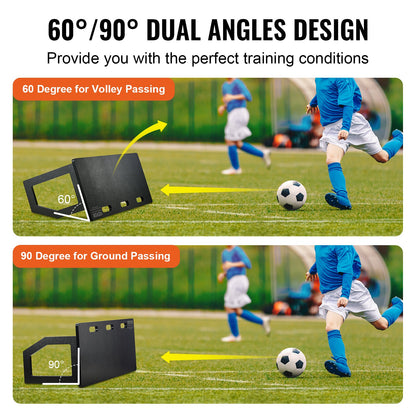 Soccer Rebounder Board, 40"X16" bärbar fotbollsvägg med 2 vinklar Rebound, hopfällbar HDPE Kickback Rebound Board, fotbollsträningsutrustning för barn och vuxna, passnings- och skjutträning
