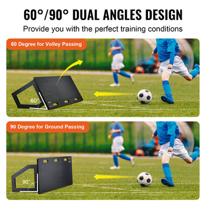 Soccer Rebounder Board, 45"X18" bärbar fotbollsvägg med 2 vinklar Rebound, hopfällbar HDPE Kickback Rebound Board, fotbollsträningsutrustning för barn och vuxna, passnings- och skjutträning