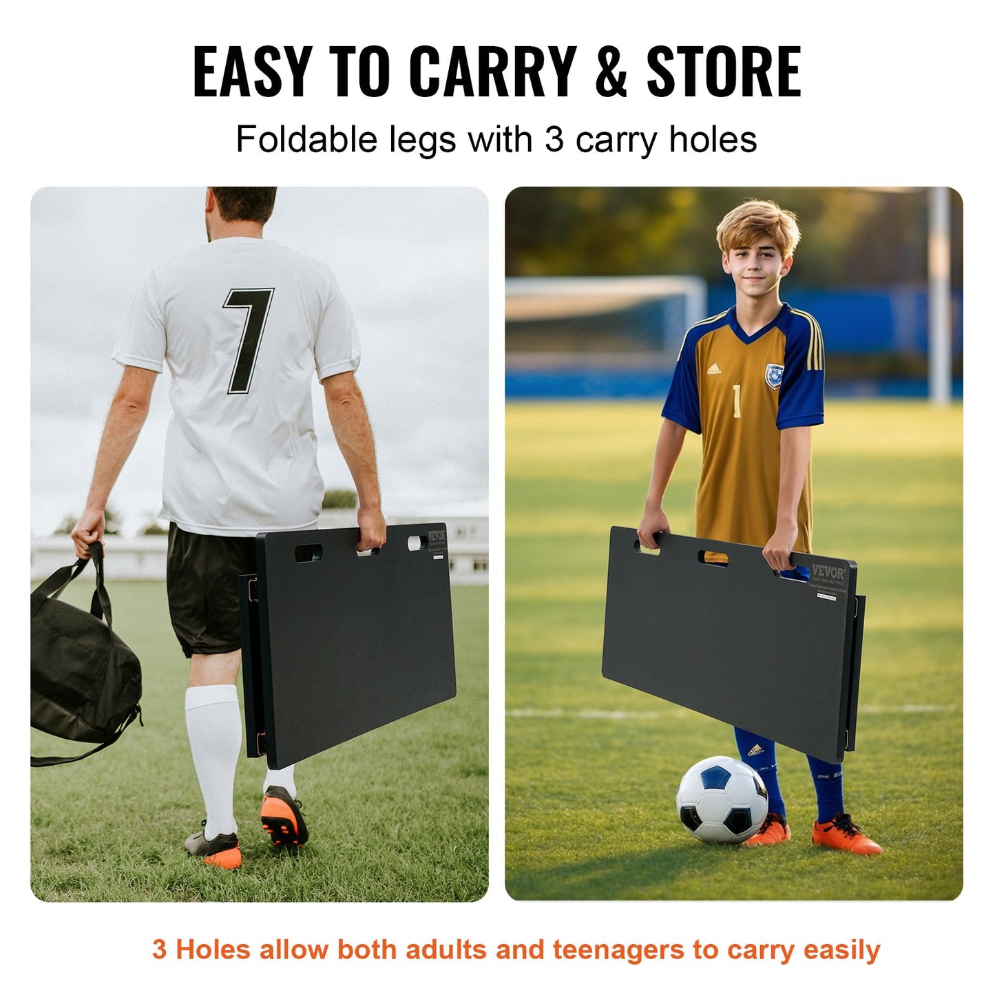 Soccer Rebounder Board, 45"X18" bärbar fotbollsvägg med 2 vinklar Rebound, hopfällbar HDPE Kickback Rebound Board, fotbollsträningsutrustning för barn och vuxna, passnings- och skjutträning