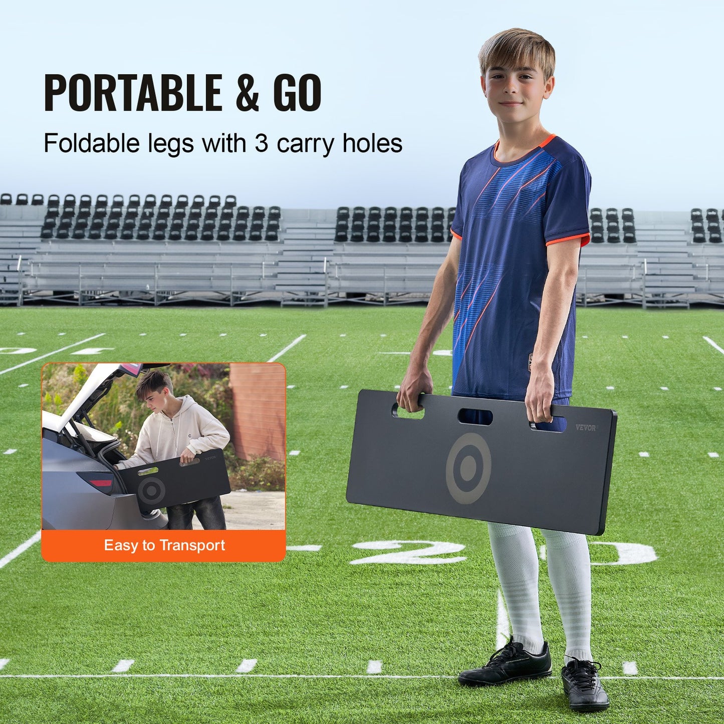 40"X12" fotbollsrebounderboard bärbar fotbollsvägg med 2 vinklar rebound